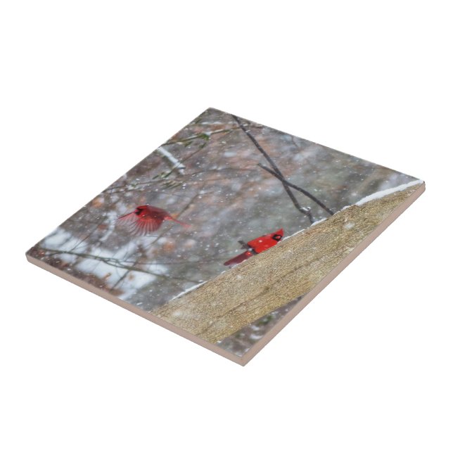 Azulejo Cardenales en la nieve (Lado)