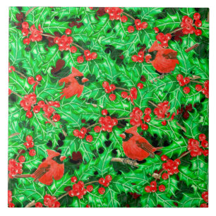 Azulejo Cardenales y berry holly