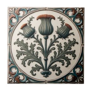 Azulejo Cardo escocés floral vintage William Morris