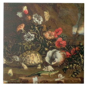 Azulejo Cardos, flores, reptiles y mariposas por otra