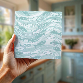 Azulejo Cardumen de Peces Girando en Turquesa ID1200