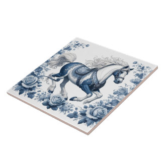 Azulejo Cargador de cobalto: Flores en movimiento