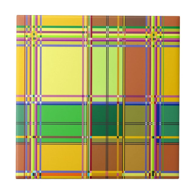 Azulejo Caribbean Colorful Fabric Madras Tartan (Frente)