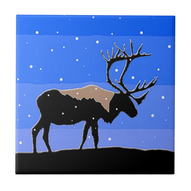 Azulejo Caribou in Winter - Arte original de la vida salva (Frente)