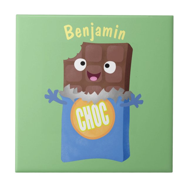 Azulejo Caricatura de dibujos animados de un dulce chocola (Frente)