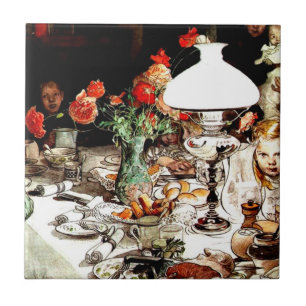 Azulejo Carl Larsson - Alrededor de la lámpara