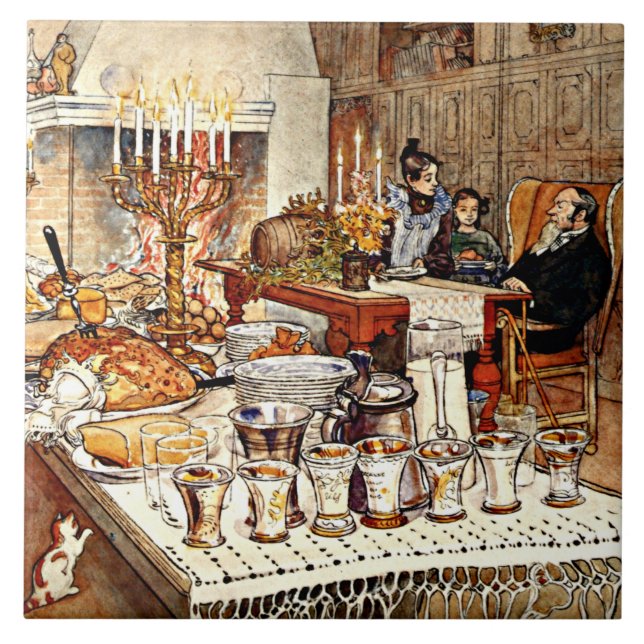 Azulejo Carl Larsson: Detalle de la Noche de los Navidades