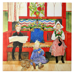 Azulejo Carl Larsson - Papa, mamá, niño, arte fino