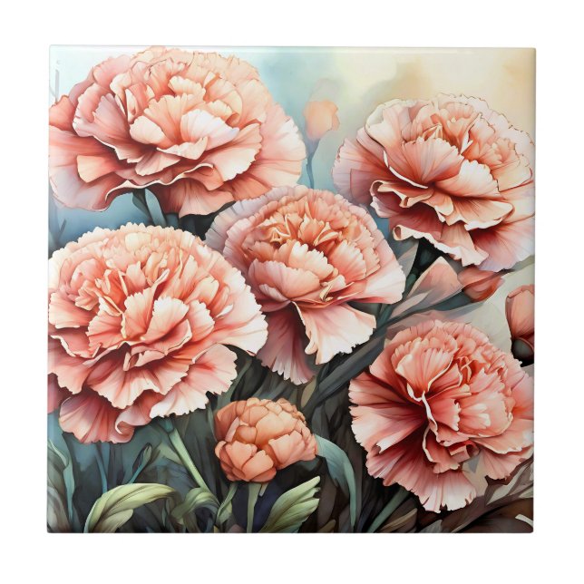 Azulejo Carnaciones rosadas delgadas (Frente)