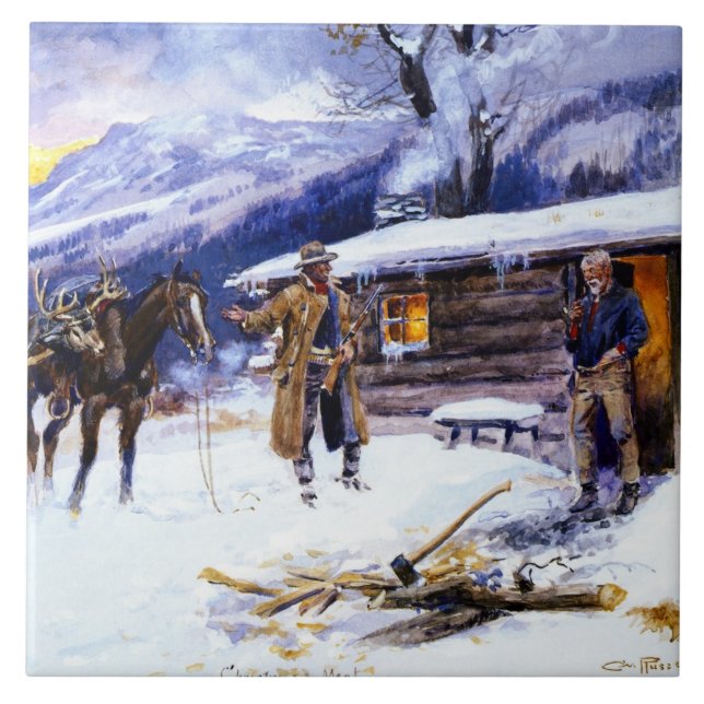 Azulejo “Carne de Navidad” de Charles M Russell (Frente)