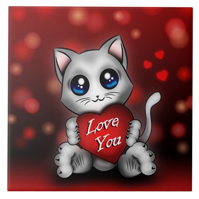 Azulejo Carreau Le chaton t'aime (Frente)