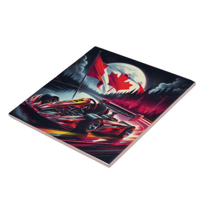 Azulejo Carrera de kart bajo el cielo canadiense iluminado (Lado)