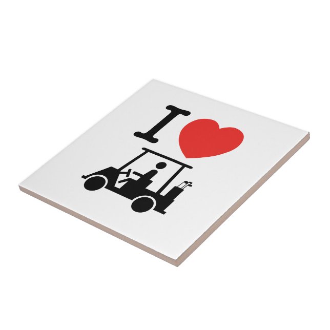 Azulejo Carro de golf I Heart (Love) (Lado)