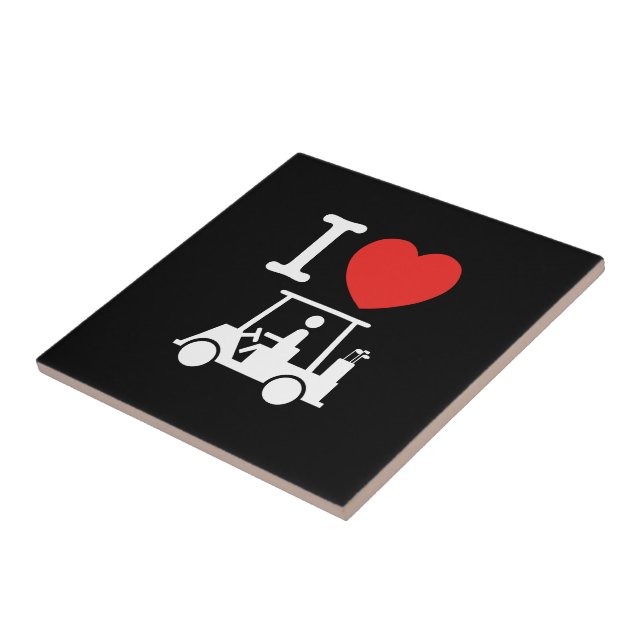 Azulejo Carro de golf I Heart (Love) (Lado)