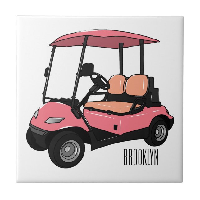 Azulejo Carro de golf / ilustracion personalizado de coche (Frente)