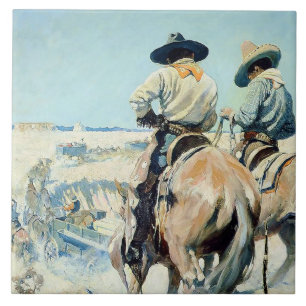 Azulejo Carro de Suministros Arte Occidental por NC Wyeth