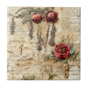 Azulejo Carta de Amor Floral Antigüedad Nostálgica