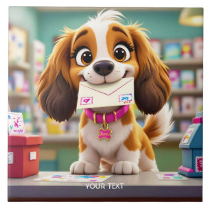 Azulejo Carta de Fantasy Cute Dog Post