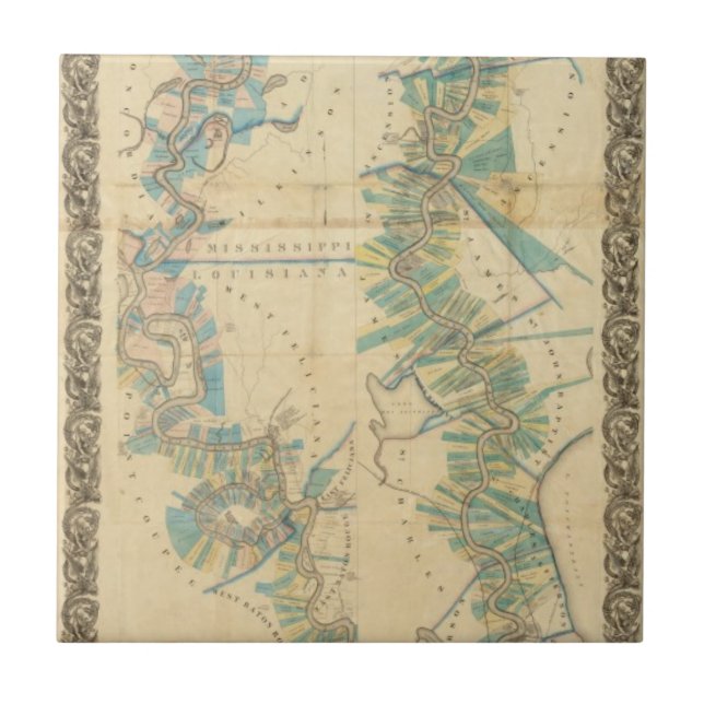 Azulejo Carta del río Misisipi más bajo (Frente)