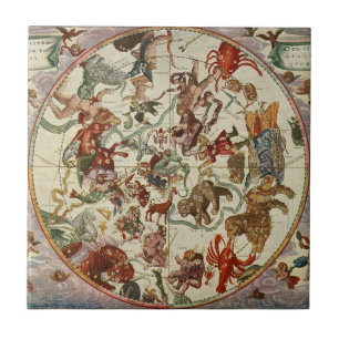 Azulejo Carta Estelar Celestial Antigua del Norte 1660