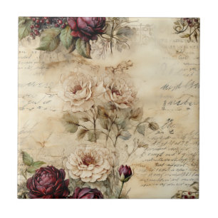 Azulejo Carta floral victoriana en pergamino