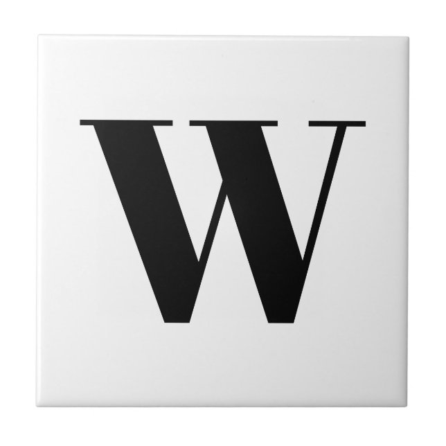 Azulejo Carta inicial de personalizado blanco negro monogr (Frente)