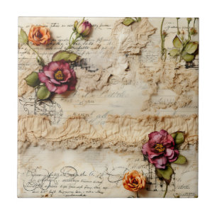 Azulejo Carta romántica vintage en pergamino