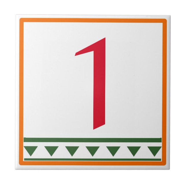 Azulejo Cartas y números rojos italianos mosaicos de cerám (Frente)