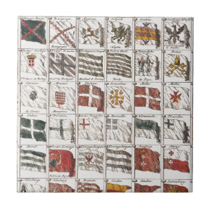 Azulejo Cartel de Banderas Náuticas Antiguas del Mundo