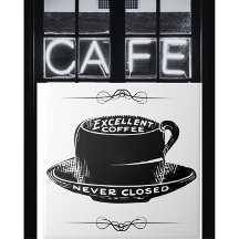 Cartel de la taza de café de la vieja cafetería en