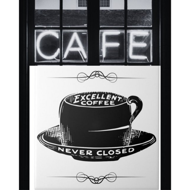 Azulejo Cartel de la taza de café de la vieja cafetería en (Subido por el creador)