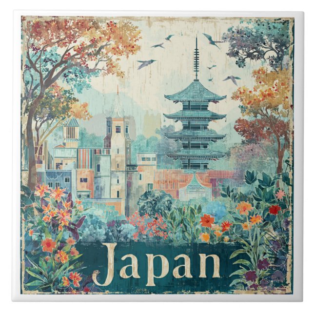 Azulejo Cartel de viaje a Japón (Frente)