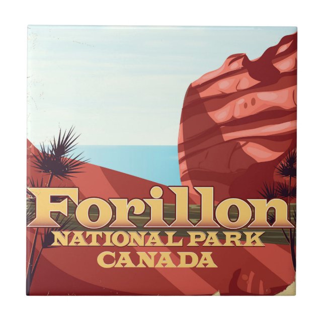 Azulejo Cartel de viaje al Parque Nacional Forillon, Canad (Frente)