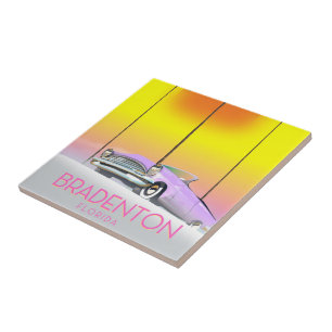 Azulejo Cartel de viaje en coche del Bradenton Florida Cla