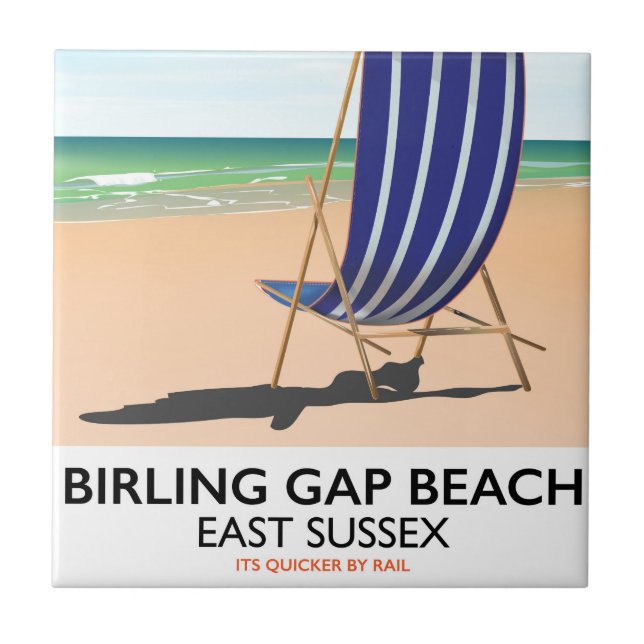 Azulejo Cartel de viaje vintage de Birling Gap Bea, East S (Frente)