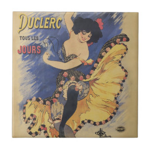 Azulejo Cartel francés vintage de bailarina Art Nouveau