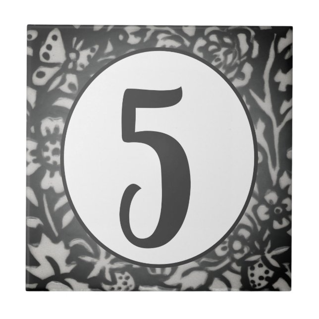 Azulejo Casa de flores grises número mariposa Oval (Frente)