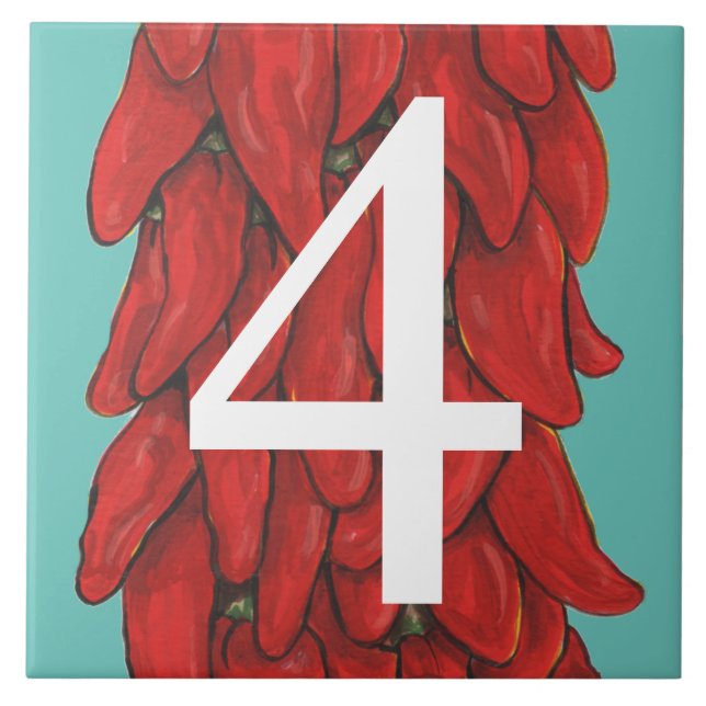 Azulejo Casa de Pepper Chili Rojo Suroeste #4 Cuatro Turqu (Frente)