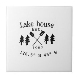 Azulejo Casa del lago. Fecha año personalizado coordenadas