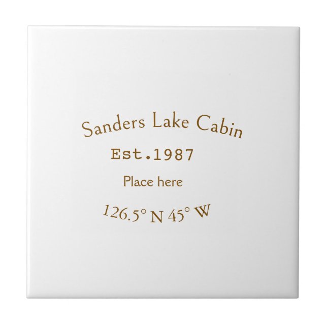 Azulejo Casa del lago. Fecha año personalizado coordenadas (Frente)