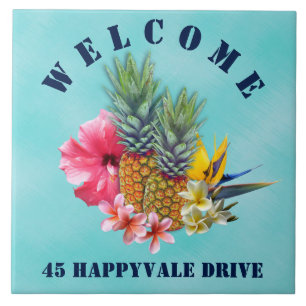 Azulejo Casa Dirección de Bienvenida de Piña Tropical