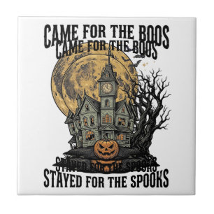 Azulejo Casa Embrujada Halloween Grabado Antiguo Spooky T