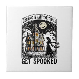 Azulejo Casa Embrujada Halloween Grabado Antiguo Terror S