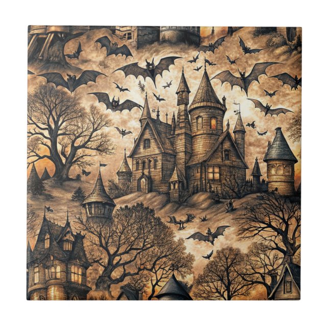 Azulejo Casa embrujada vintage (Frente)