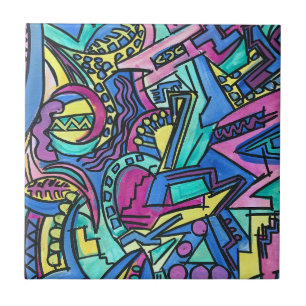 Azulejo Casa Mia-Arte abstracto pintado a mano