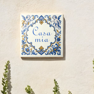 Azulejo Casa Mia Mediterráneo personalizada Cherubs