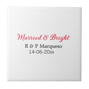 Azulejo Casado y brillante añadir nombre de pareja boda añ