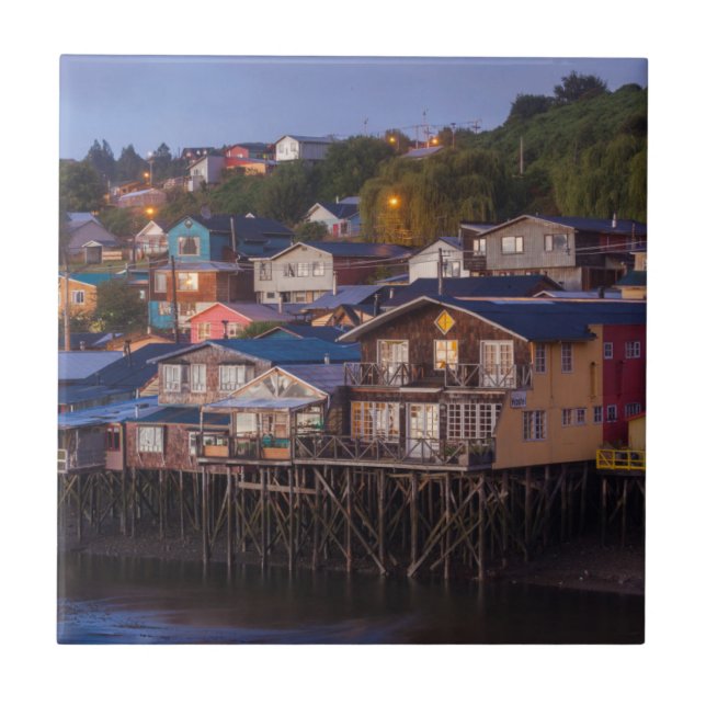 Azulejo Casas de pilotes Palafito, vistas elevadas (Frente)