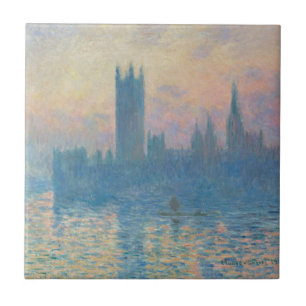 Azulejo Casas del Parlamento de Claude Monet Puesta de sol