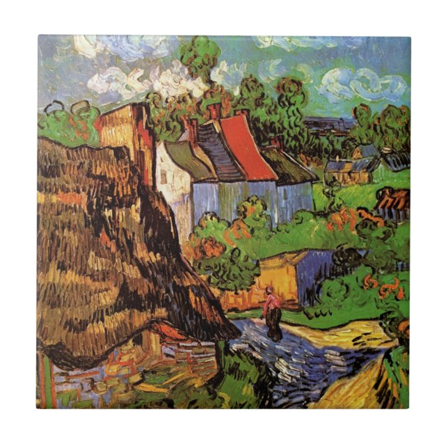 Azulejo Casas en Auvers de Vincent van Gogh (Frente)